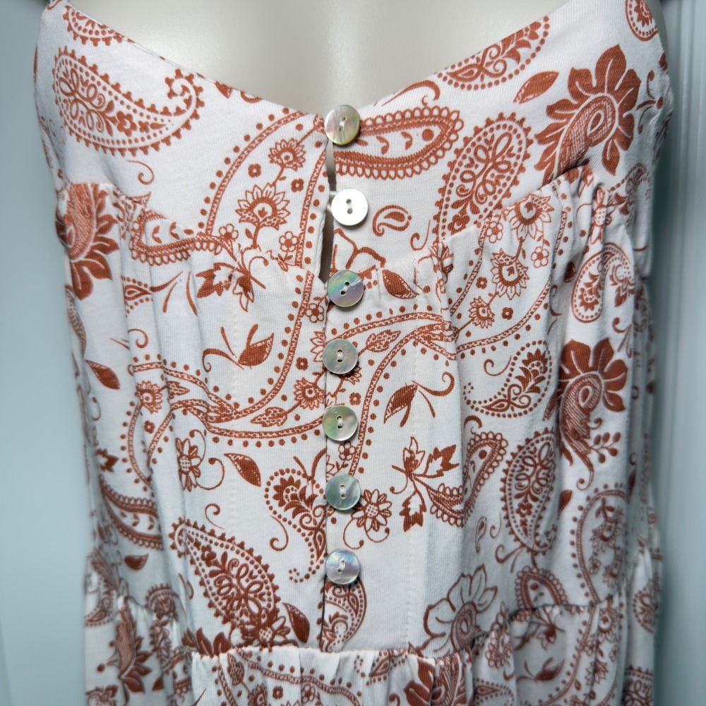 ASOS Design Size 2 Brown Cream Sleeveless Boho Western Cottagecore Maxi Dress - Picture 7 of 9